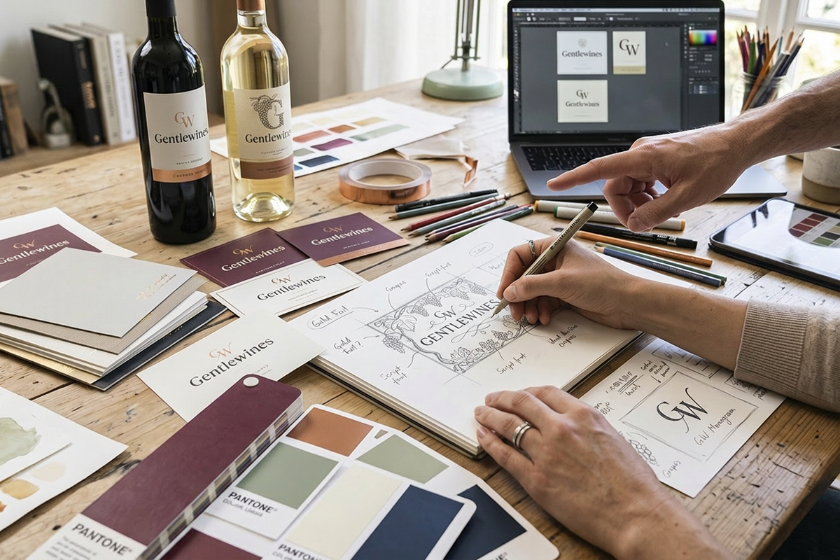 Proceso de diseño de etiqueta de vino — de la idea al packaging final
