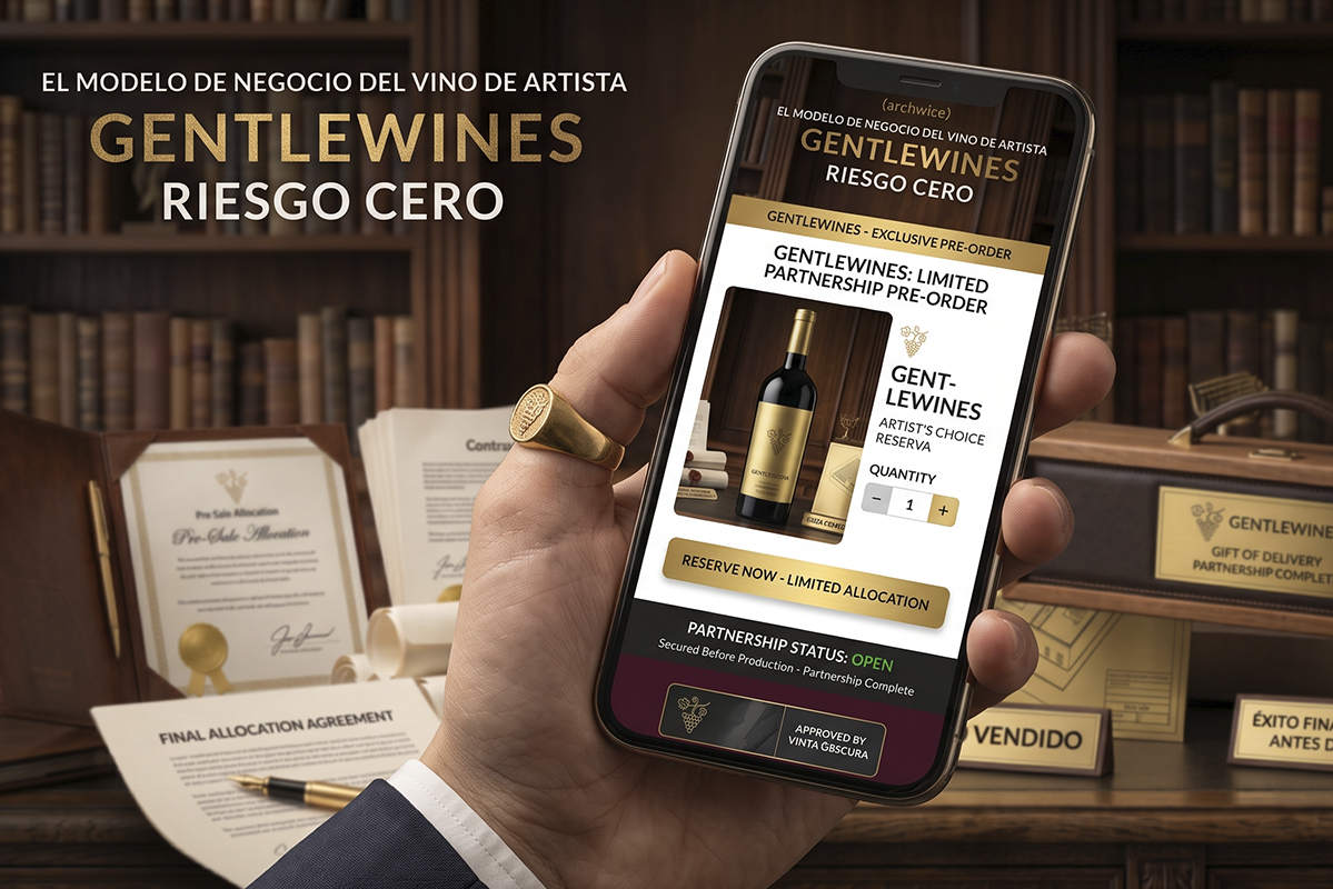Preventa de vino en móvil — los pedidos llegan antes de producir